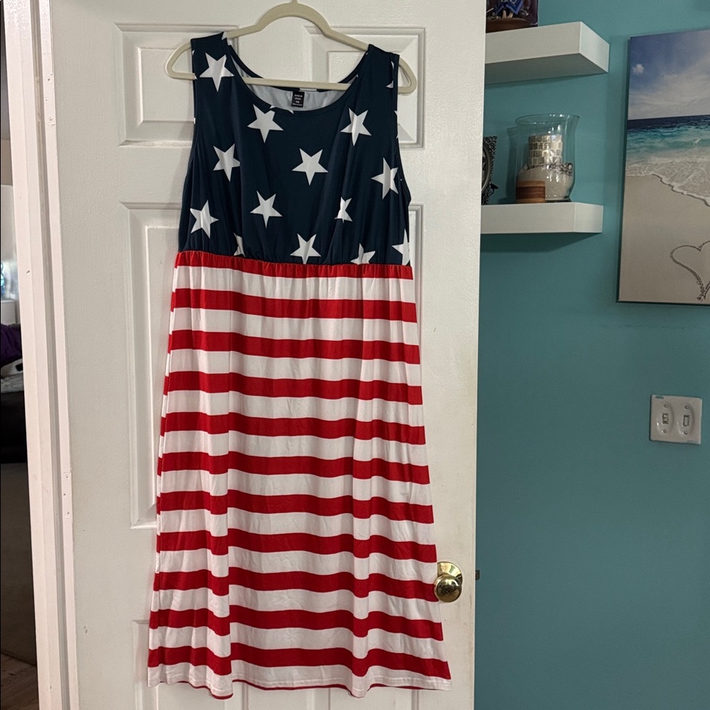 SHEIN Curve American Flag Maxi Dress.
